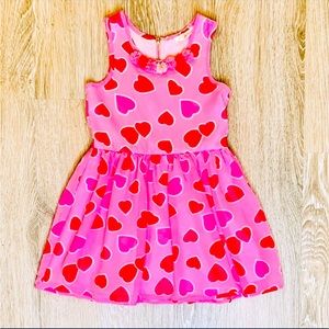 New Nordstrom Truly Me Pink Sleeveless Heart Print Dress With PomPom Trim Size 6